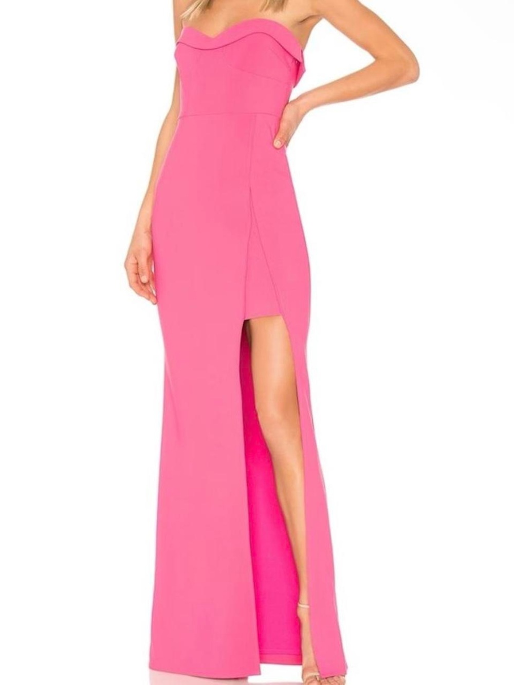 LIKELY Strapless Pink Dress with Front Slit